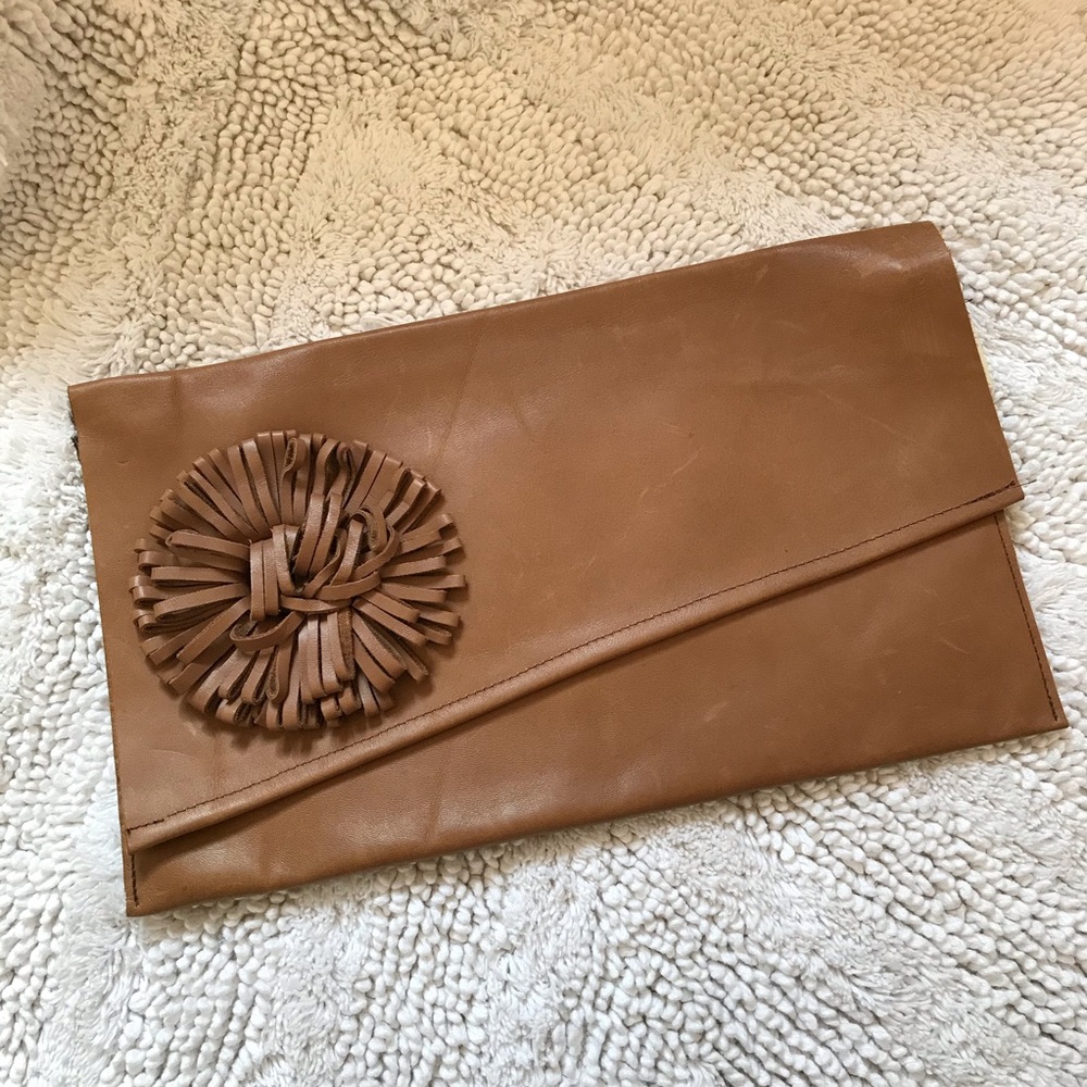 Handcrafted Tan Leather Clutch purse
